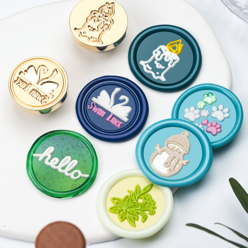 2.5CM 신규 컬렉션 시리즈 왁스 봉인 헤드 나침반 고양이 발톱 핸드북 황동 조각 구리 헤드 도매