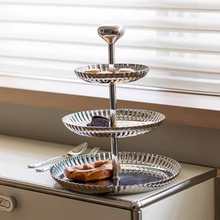 European-Style 304 Stainless Steel Three-Tier Dessert Stand, Trendy Cake Stand, Light Luxury Dessert Table, Tea Break, Hotel Afternoon Tea