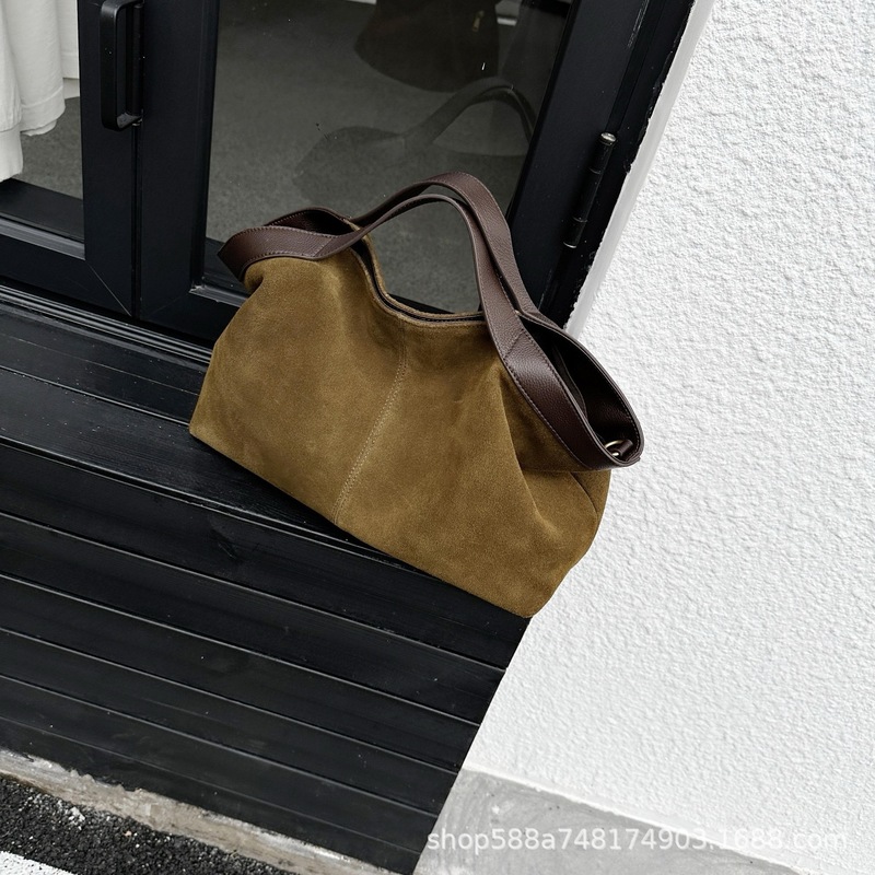 大容量磨砂牛皮托特包女百搭通勤手提包慵懒松弛感单肩斜挎包大包|undefined