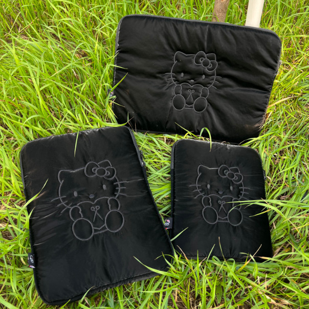 K-Style Niche Black Embroidery Cartoon Cute iPad Bag Tablet Bag 13inch 15inch Inner Bag Storage Bag