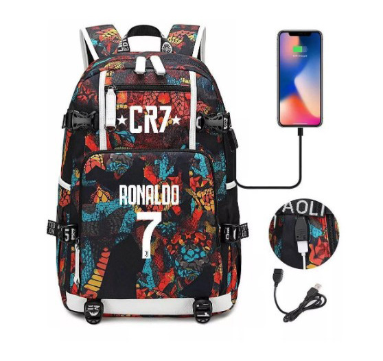 Comercio exterior estrellas de fútbol mochila de moda coreana transfronteriza mochila adolescente USB mochila escolar escolar