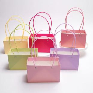 Macaron Rectangular Handbag Bouquet Flower Gift Flower Arrangement Bag Packaging Bag Gift Gift Accompanying Gift Bag Wholesale