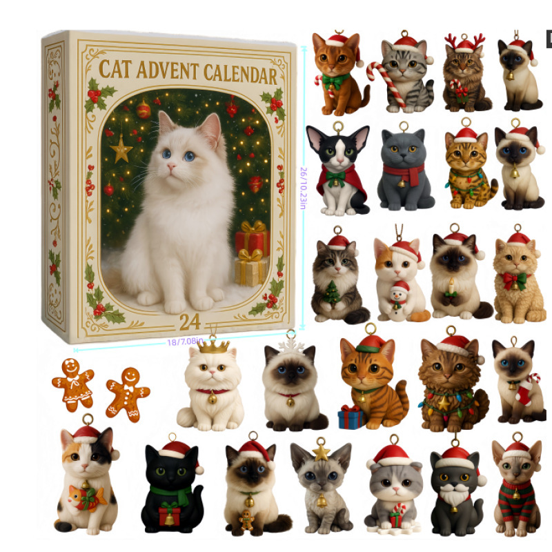 新品完美圣诞节——爱猫人士降临节日历盲盒圣诞树装饰亚克力挂件|undefined