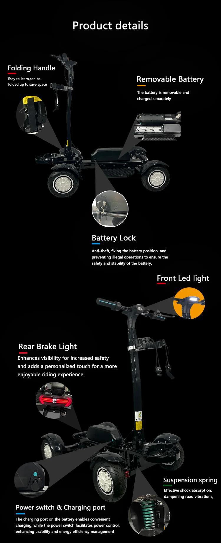 Retuol Four-Wheel Electric Golf Cart Scooter Foldableable and Detachable for 18 Holes Drop Shipping