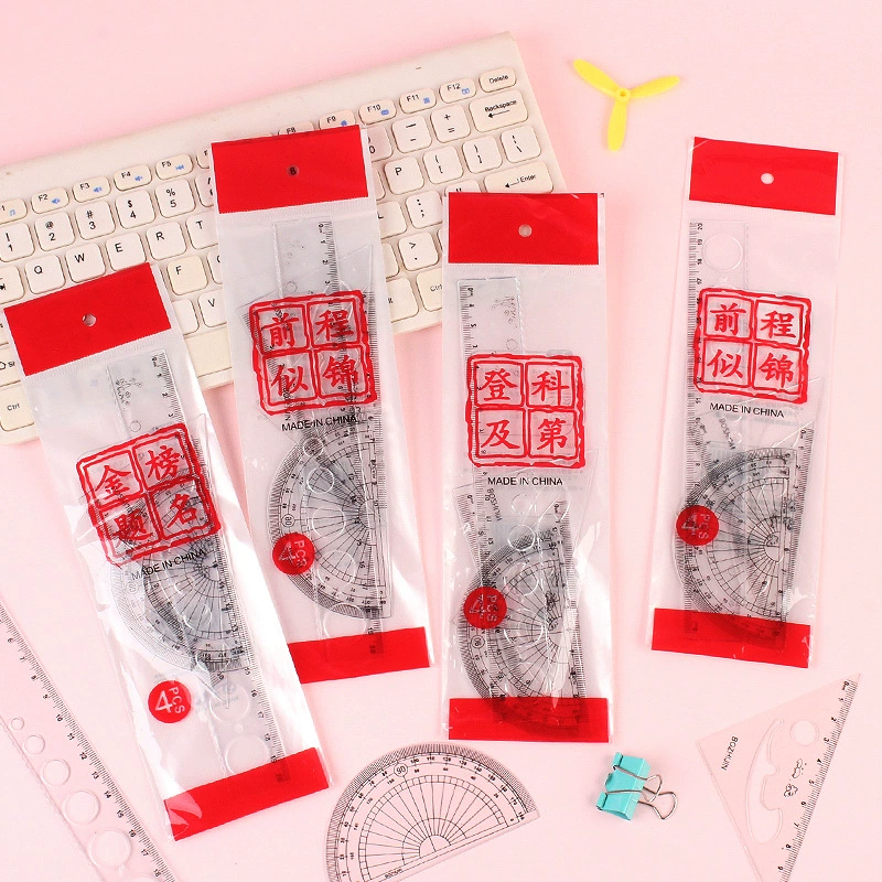 Набор лучших ученых, линейка, Треугольная пластина, линейка, костюм для учащихся начальной школы, милые мужские и женские детские школьные принадлежности, Канцелярский набор из четырех предметов