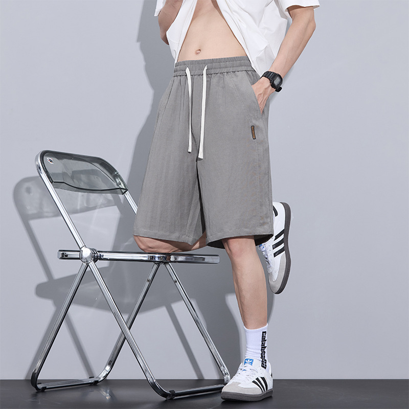 カジュアルショートパンツボーイズ夏薄いスポーツルーズストレート5点パンツトレンディな多用途リネンミッドパンツ|undefined