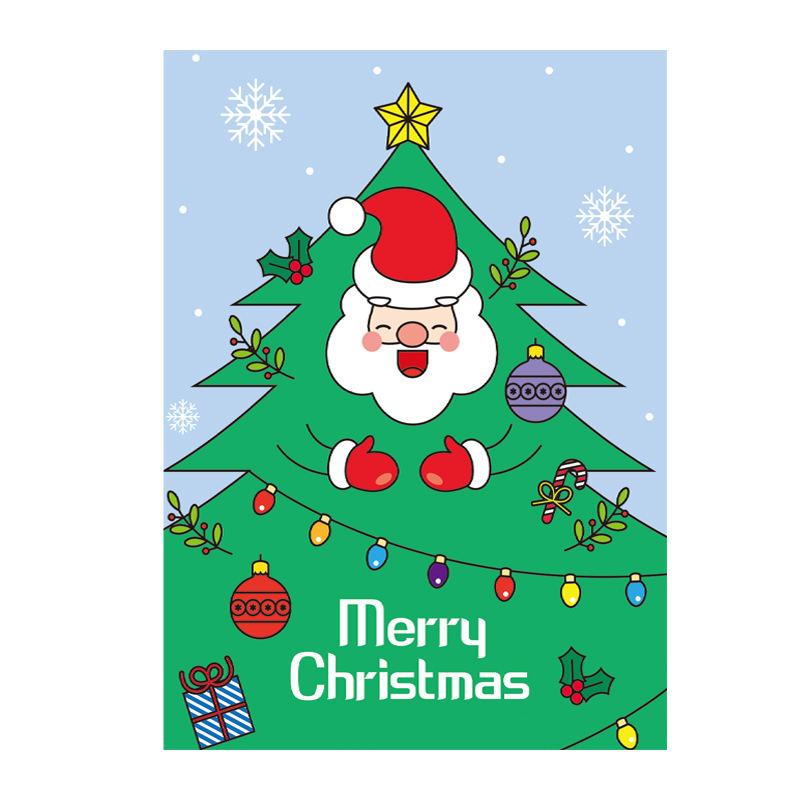 アマゾンの人気クリスマスセットサンタクロース漫画カード創造性祝福カード封筒シール|undefined