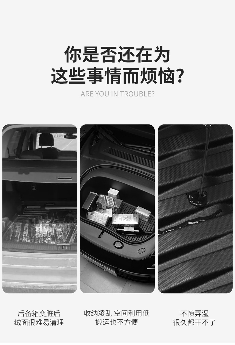 Suitable for Tesla Model 3/Y Front and Rear Trunk Mats, New 3/Y/Yl Trunk Storage Mat, Lower Layer Mat, Threshold Strip