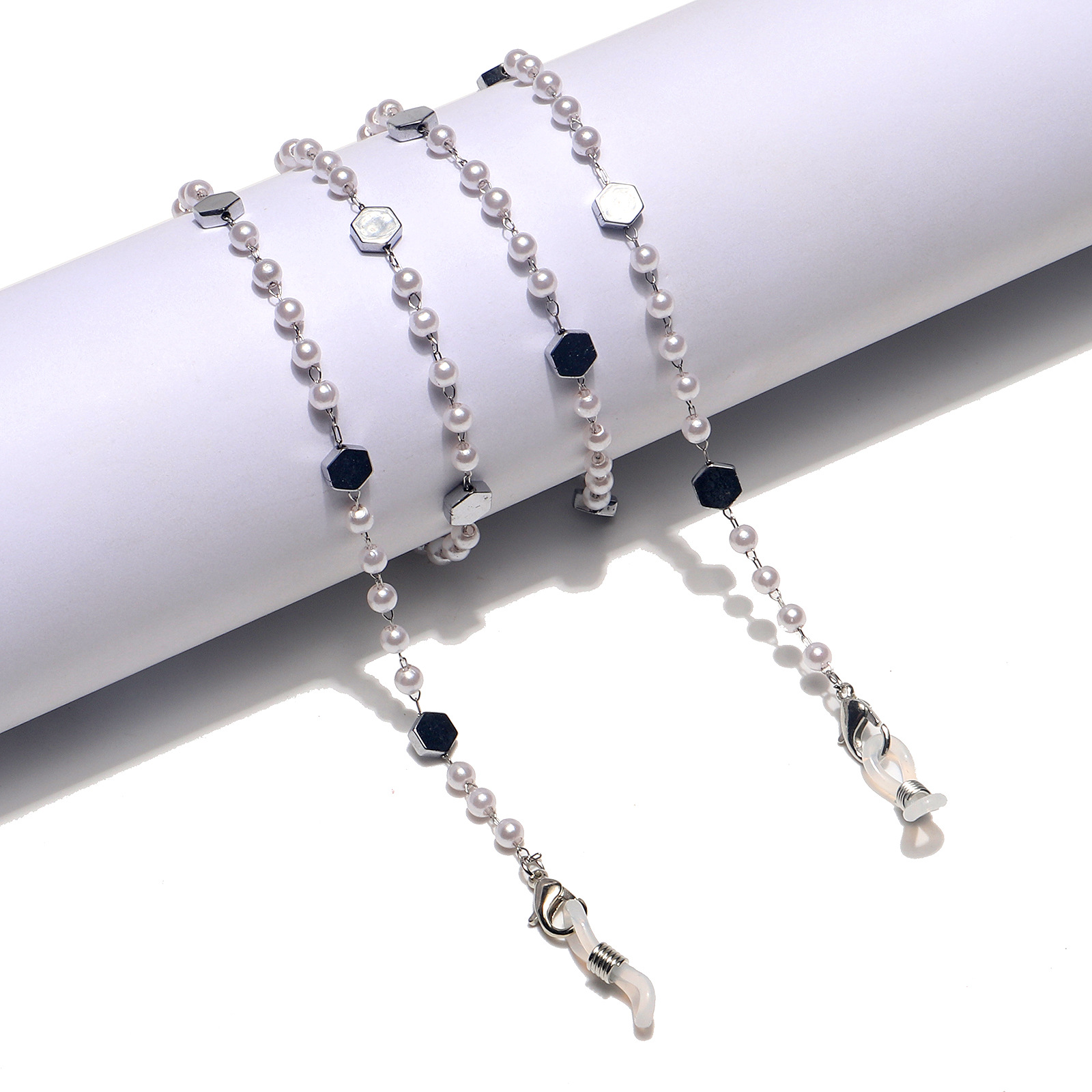 10g Weight Fashion Hexagonal Pearl Stainless Steel Glasses Chain
