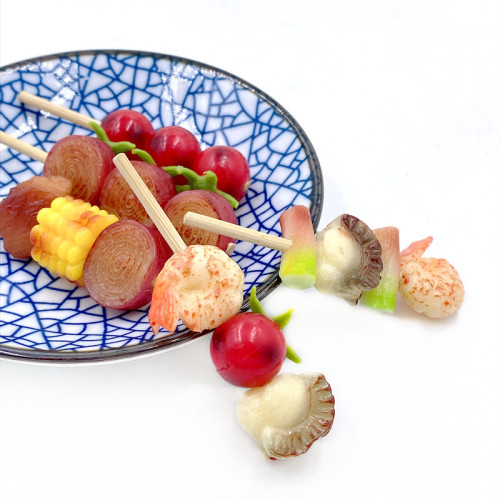 Manufacturer wholesale mini barbecue skewers toys simulation food meat model barbecue Japanese and Korean style hairpin card accessories