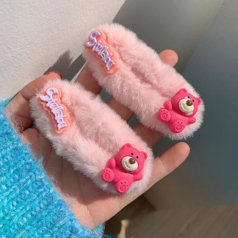大きなイチゴクマのヘアクリップ、かわいいぬいぐるみ風漫画ヘアピン、女の子らしい甘いシャーククリップ、新しいヘアアクセサリー、ヘアピン|undefined