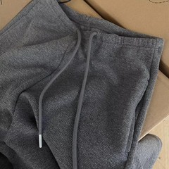 CHAO级推荐！灰色肌理感弧形窄腰头香蕉裤女慵懒风宽松休闲卫裤子