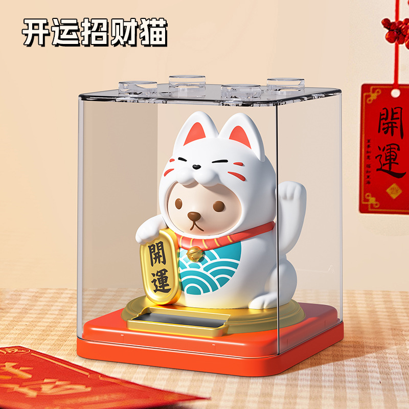 Gato de la suerte solar pequeño gato de la mano de la energía de la luz gato mini gato interior del coche regalo de la oficina decoración de apertura