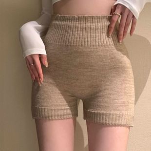 2024 winter new Korean style anti-exposure versatile safety pants warm shorts knitted high-waisted bottoming pants for women