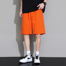 多色直筒纯色短裤沙滩光板夏季宽松运动糖果男士日系复古五分草绿