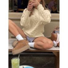 H 65043 Solid Ribbed Long Knit Sweater ��ɫ���Ƴ�����֯ë��