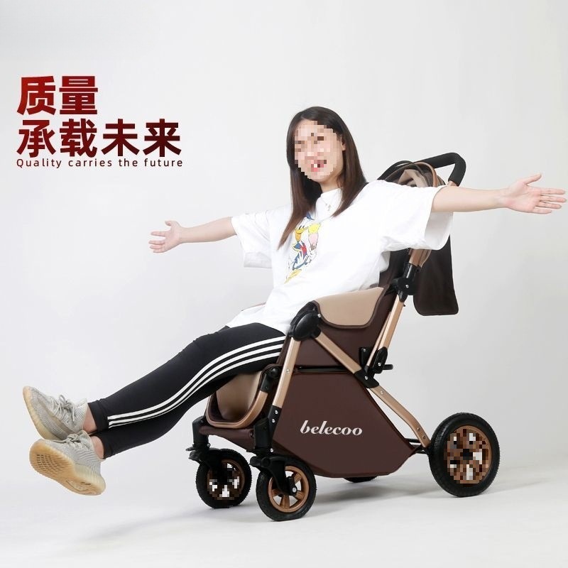 High-View Baby Stroller That Can Sit and Lie Down, Lightweight Folding Baby Umbrella Stroller, Two-Way Baby Stroller, Shock-Absorbing Stroller