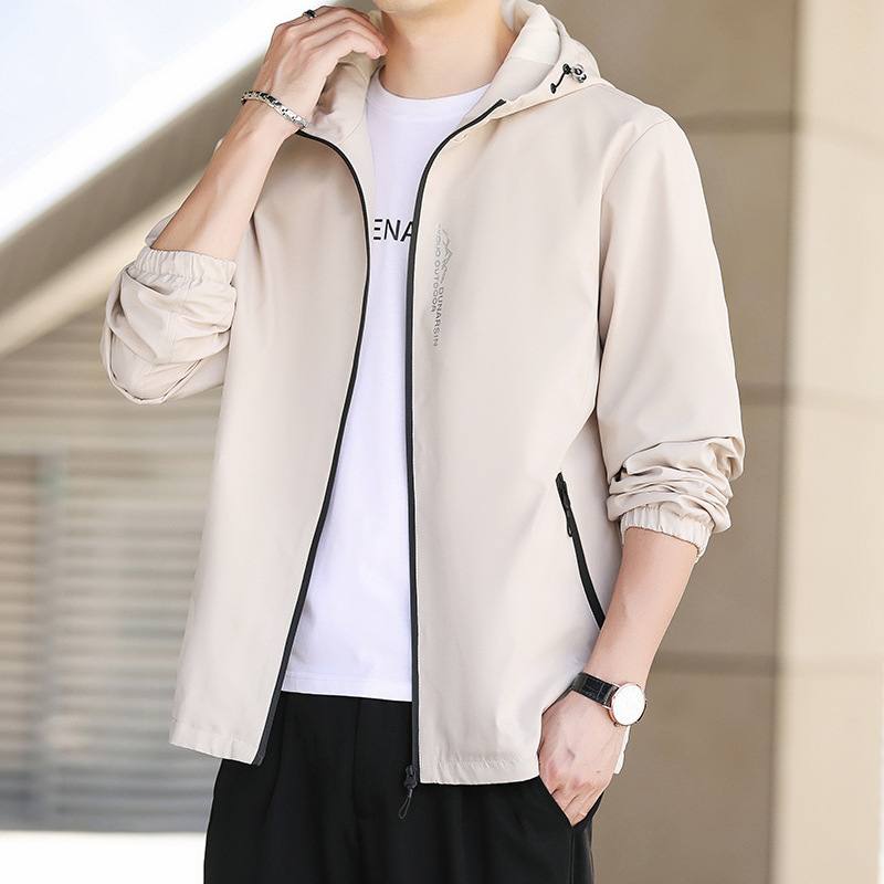 Chaqueta con capucha de los hombres de primavera y otoño casual cremallera abrigo ropa de trabajo deportiva estilo coreano de moda abrigo a juego