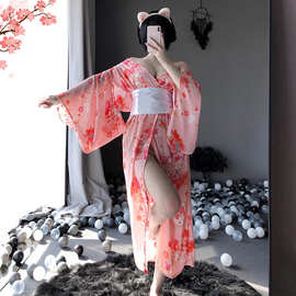 林林婷情趣内衣日系和服女长款猫女情趣睡衣诱惑女士雪纺1143