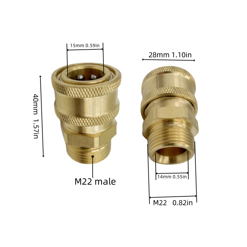High-Pressure Washer Accessories 3/8 Quick Connector Kit M22 Connection Water Gun Hose Adapter Cross-Border Hot-Selling Car Wash Machine