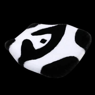 New Winter Plush Car Seat Cushion Rabbit Warm Thickened Car Mat Cartoon Cute Seat Cushion European Best-Selling Hot-Selling Model (Wool pad) - panda-single-pad-khaki-rabbit-hair-high-density-single-pad