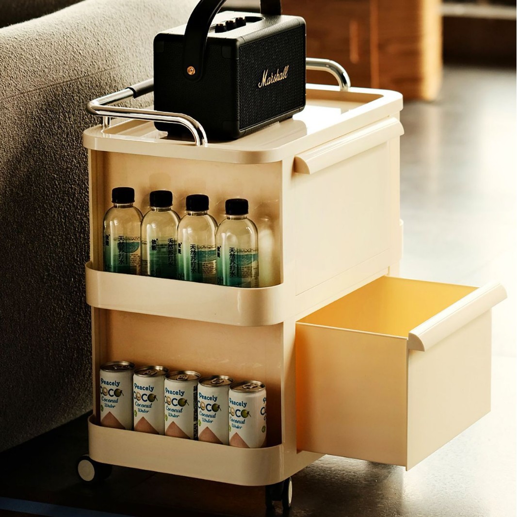 Trolley Storage Rack Drawer-Type Storage Cabinet Multi-Functional Snack Storage Rack Removable Bedroom Bedside Table