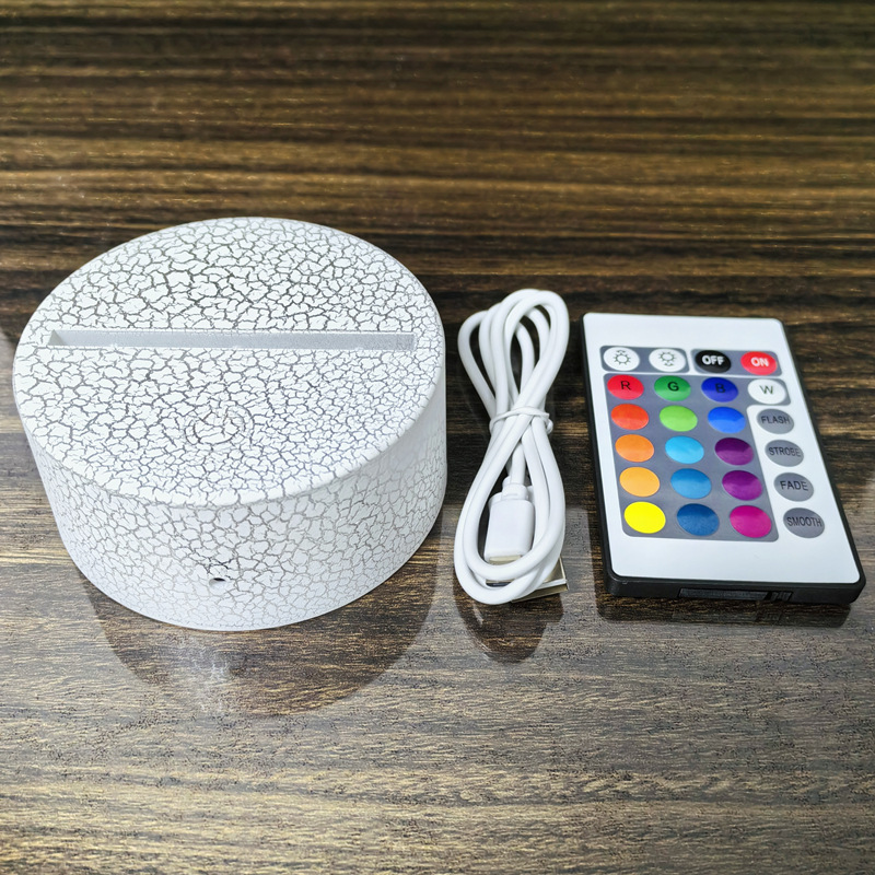 Venta directa de fábrica Base de luz nocturna 3D Interfaz tipo c Control remoto táctil Interfaz de Android colorida de 16 colores Lámpara de mesa pequeña