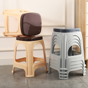 Thickened Plastic Stool for Home Adult Living Room Dining Table and Chairs High Stool Non-Slip Cooked Rubber Rental Room Bench Modern Simple