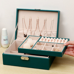 Earring storage box ins double-layer lockable large-capacity jewelry display stand necklace ring earrings jewelry box