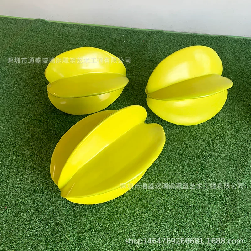 Гигантская имитация карамболы из стекловолокна, садовая ландшафтная скульптура, фруктовые декоративные элементы из стекловолокна