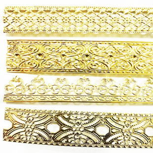 Ancient Style Metal Flower Pieces DIY Stamping Crafts Hardware Long Strip Lace Crown Base Jewelry Accessories