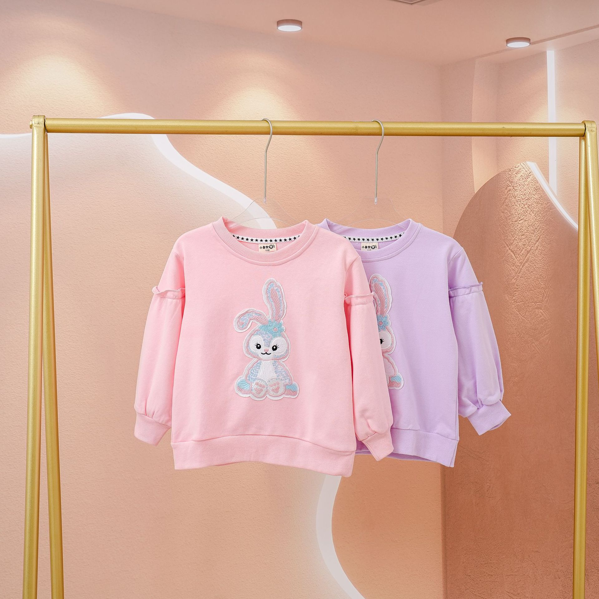Girls' Cotton Han Style Round Neck Sweatshirt Cartoon 2024 Spring New Baby Girl Trendy Top Spring Style