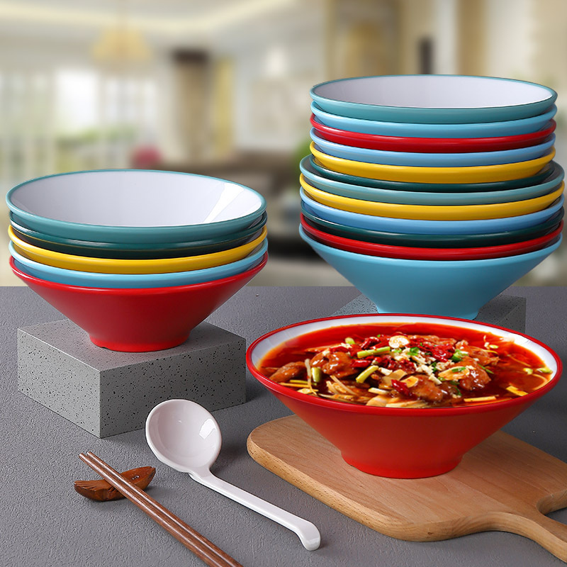 メラミンの闘笠碗の日本式の味の千ラーメンの碗の食器の業務用の麻辣热碗の大きいサイズの碗のスープの粉のナットの粉の碗|undefined