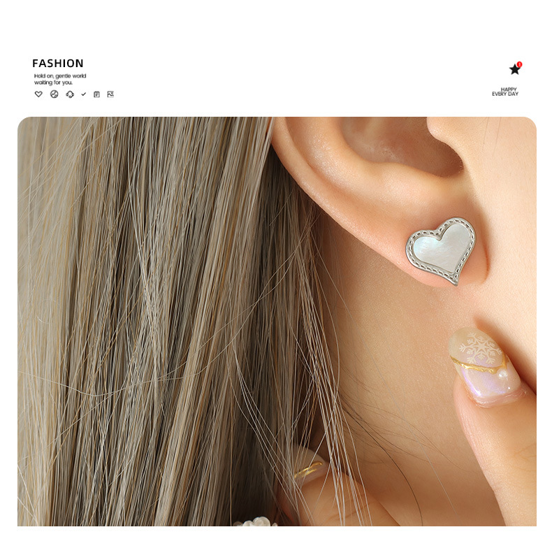 Elegant Geometric Titanium Steel Plating Shell Ear Studs 1 Pair