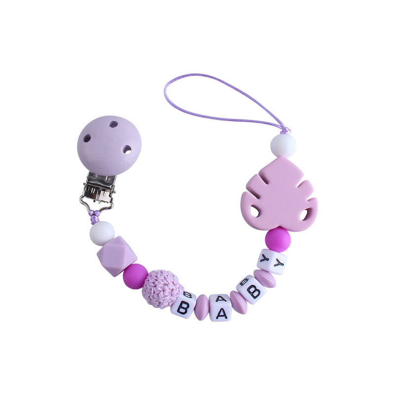 Bebé suministros DIY creativo Hemu chupete clip de nombre del bebé calmante hoja de silicona chupete Cadena de juguete