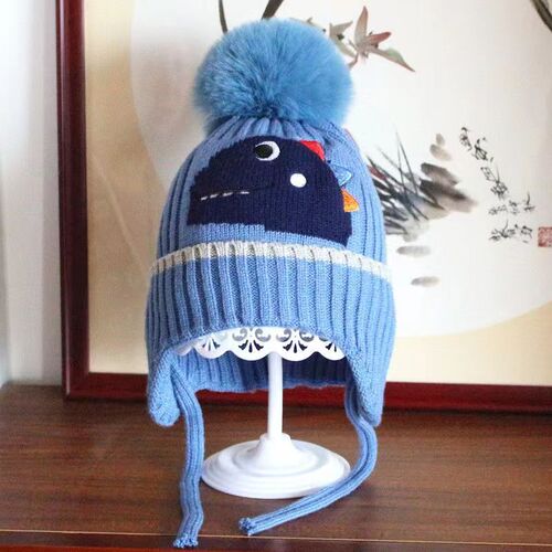 Children's Knitted Wool Hat Cartoon Cute Winter Boys and Girls Winter Baby Hat Warm Ear Protection Korean Version Cute