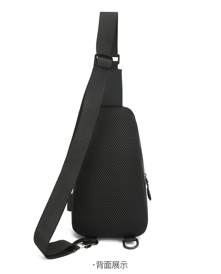 New cross-border men's chest bag, casual large-capacity single-shoulder crossbody bag, water-resistant trendy backpack with LOGO printing undefined
