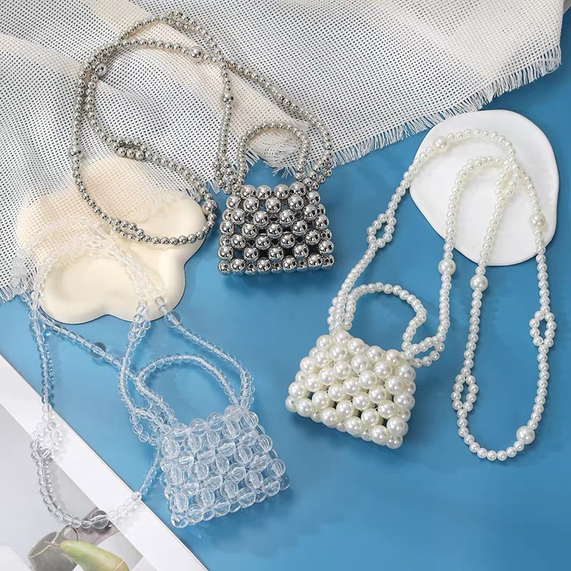 Beaded Kidsren's Bag Women's Summer Pearl 2025 New Mini Girl Bead Bag Bag Girls Crossbody Small Bag Satchel Beaded Kidsren's Bag Women's Summer Pearl 2025 New Mini Girl Bead Bag Bag Girls Crossbody Small Bag Satchel