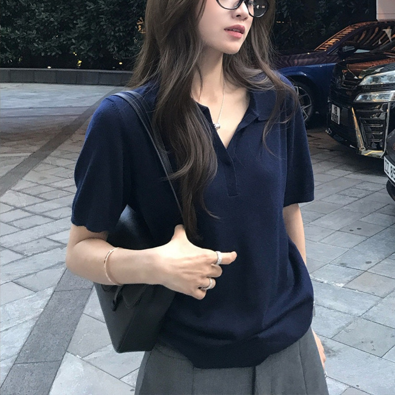 Superniniy Book Roll Style & 30% Wool Old Money Style Polo Collar Minimalist Fresh Knit Sweater for Women Spring Superniniy Book Roll Style & 30% Wool Old Money Style Polo Collar Minimalist Fresh Knit Sweater for Women Spring