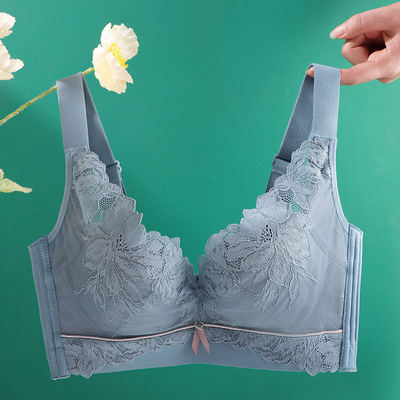 大胸显小内衣胖mm大罩杯大码无钢圈薄款棉杯调整型女收副乳文胸罩|ru