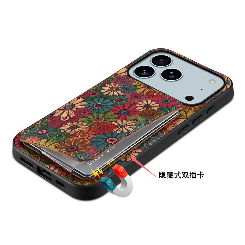 Denior适用iPhone17ProMax手机壳苹果17花语隐形插卡防摔支架套15|undefined