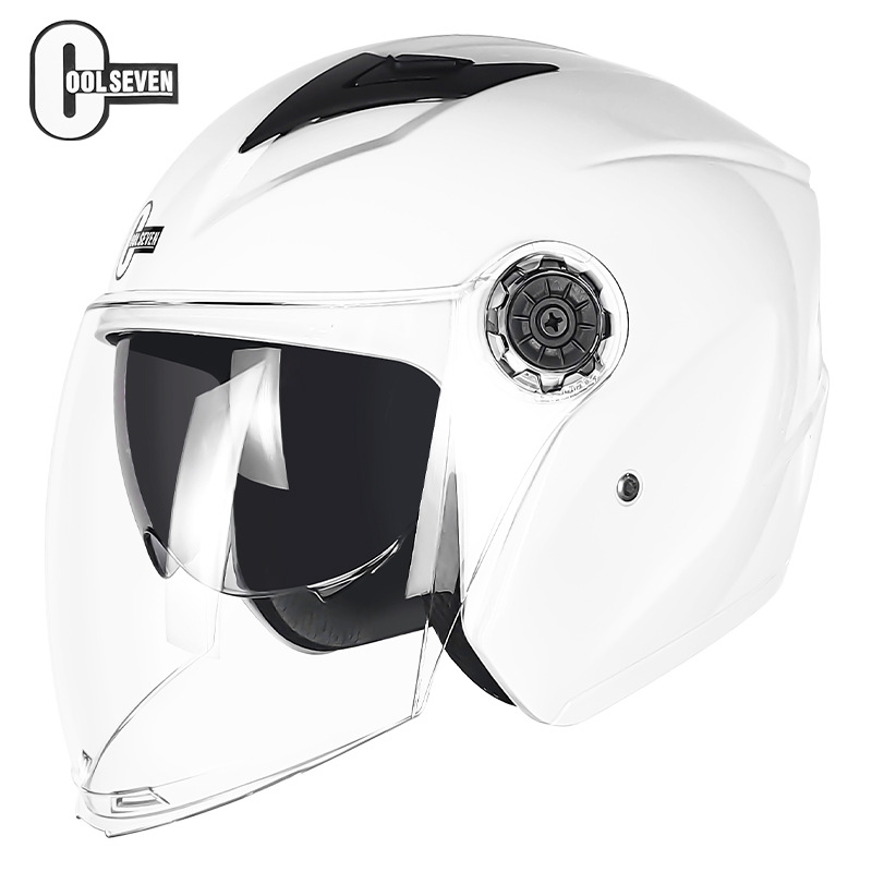 Comercio exterior de verano casco femenino medio casco bicicleta eléctrica casco motocicleta montar lente doble Four Seasons Universal