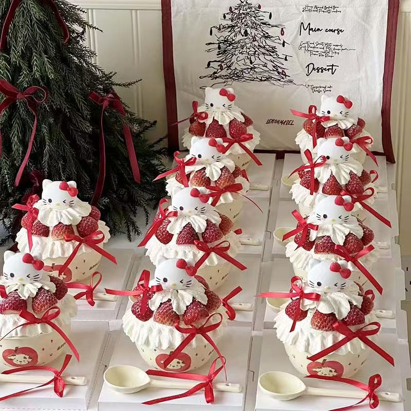 2026 en línea Navidad Año Nuevo fresas tazón kt gato decoración de pastel osos cerámica tazón pastel tazón inserto