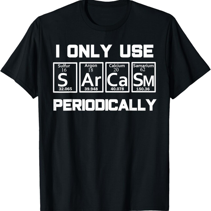 Cross-Border European and American Trendy Periodic Table White Quirky Science Parody T-Shirt Small Size Gift Black 	 Men's Short-Sleeved T-Shirt