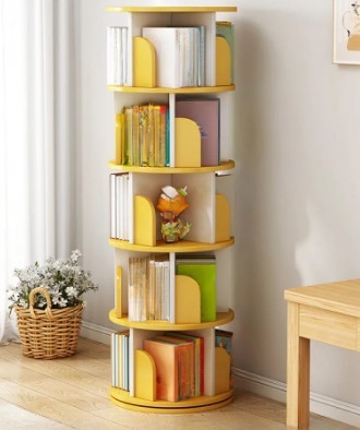 ✅ Rotating Bookshelf 360-Degree Floor-Standing Storage Rack Simple Home Living Room Student Picture Book Storage Bedroom Multi-Layer Book