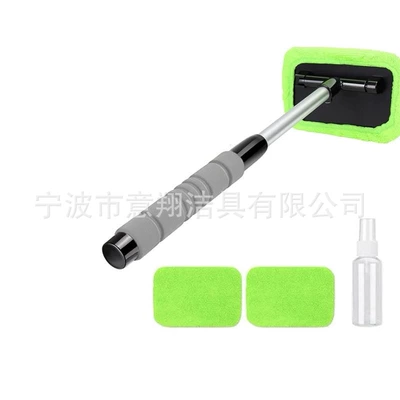 Car cleaning tools, Brush Car Retractable Window - 1-set-b-type-eva-sheathed-square-plate-3-green-cloth-covers-1-bottle
