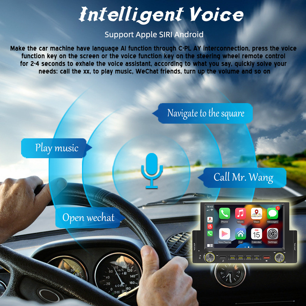 6.2inch Single-Cylinder Wired Carplay Android Auto Car Bluetooth Mp5 Player Radio Reversing Priority 12V