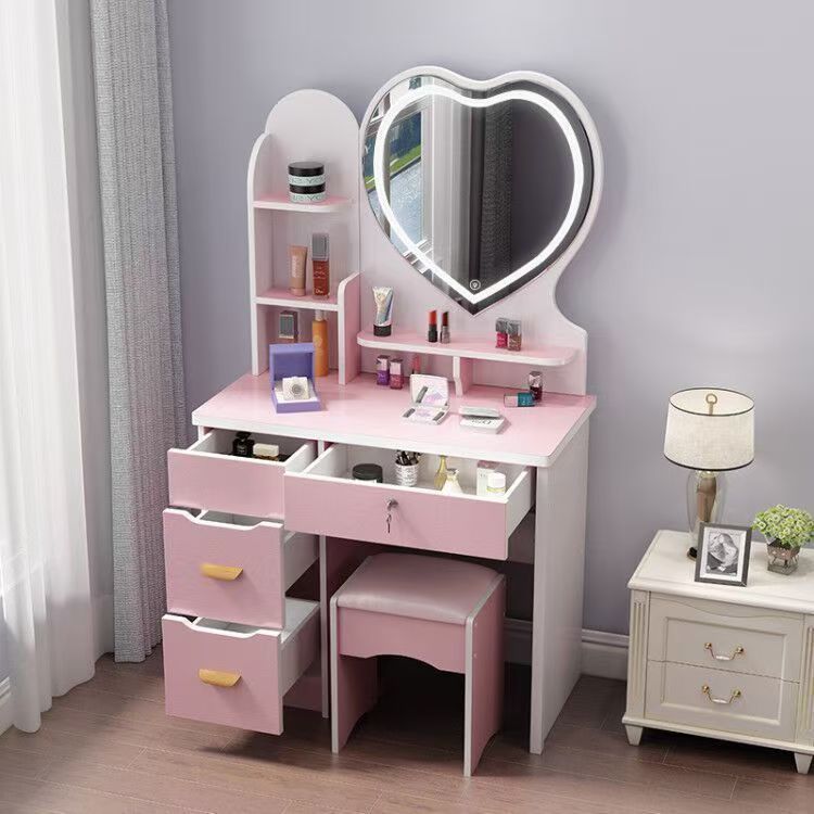 Alta sensación de ensamblaje de dormitorio mesa de maquillaje mini gabinete de maquillaje en línea popularidad moderna simple mesa de maquillaje