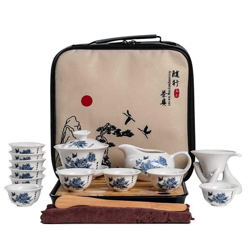 ♔德化白瓷功夫茶具套装家用会客简约陶瓷盖碗茶杯茶壶旅行干泡茶