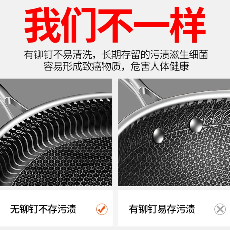 Amazon Home 304 Кастрюля с плоским дном из нержавеющей стали, двухсторонний экран, сотовая кастрюля с антипригарным покрытием, электромагнитная плита, газовая универсальная